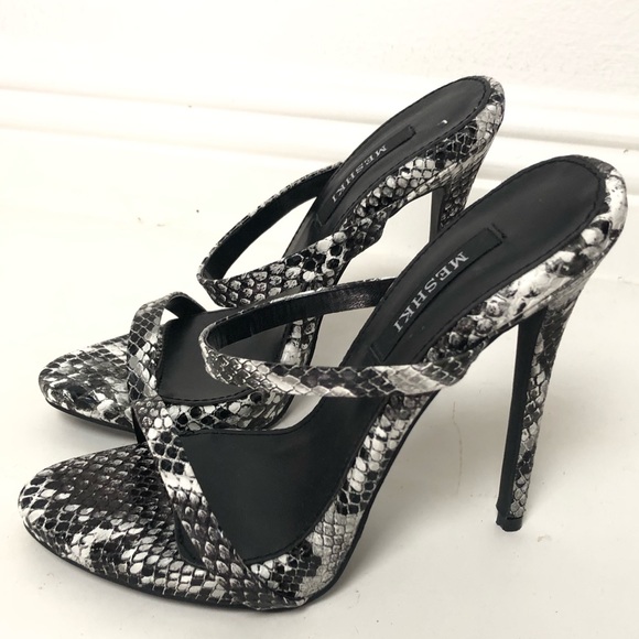 Meshki Arya black snake print strappy heels - Picture 3 of 6